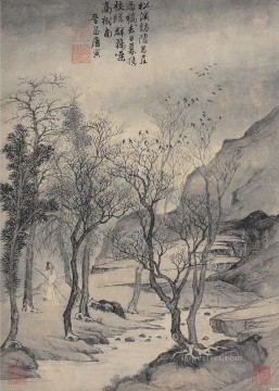Reclusa Tang yin en chino antiguo de montaña Pinturas al óleo